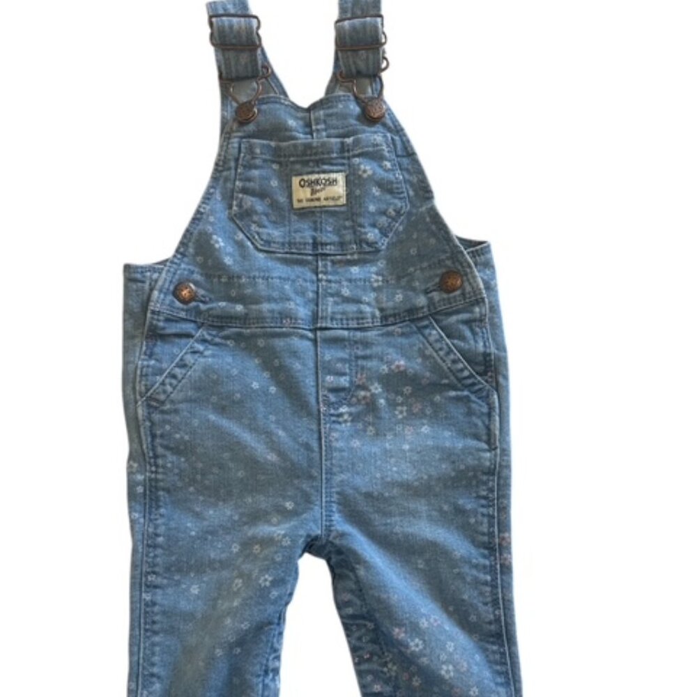 Oshkosh B'gosh Girl's‎ 9M Vestbak Overalls Denim Floral Print